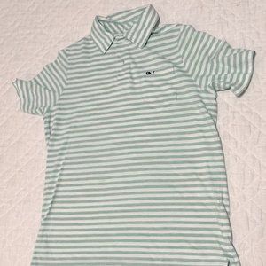Green and white Vineyard Vines striped polo